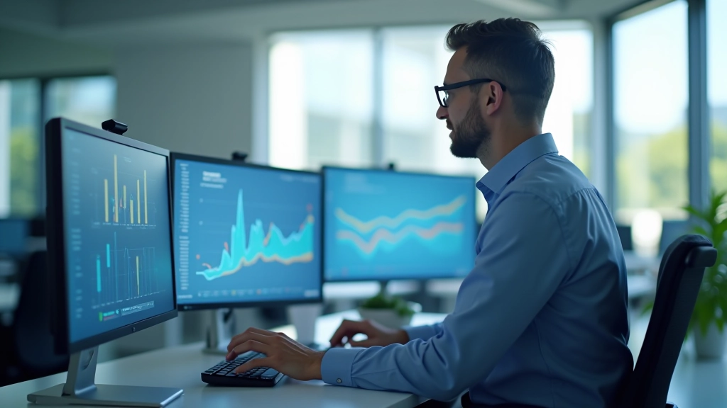 Écran montrant des graphiques commerciaux avec courbes d'exportation et données statistiques en temps réel