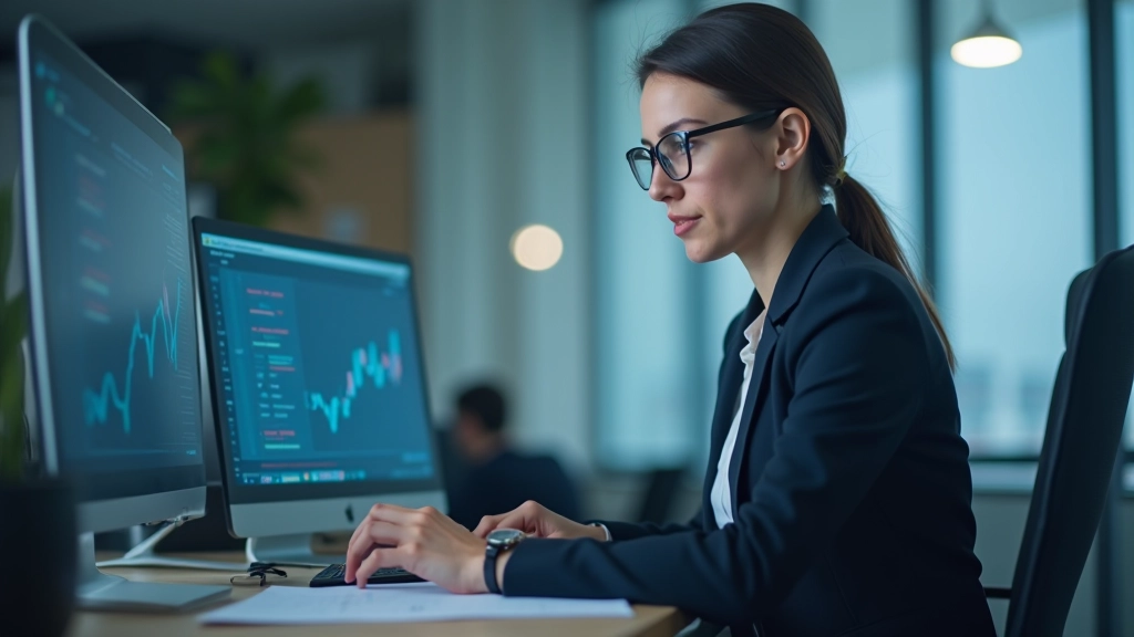 Analyste économique examinant les données de balance commerciale sur écran d'ordinateur