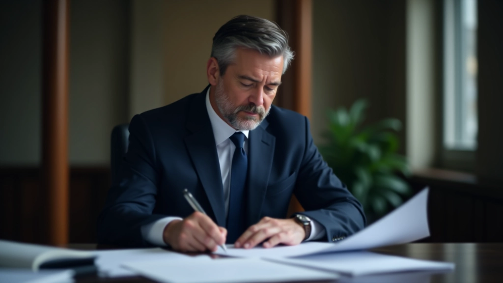 Documents officiels et traités commerciaux empilés sur un bureau d'administration